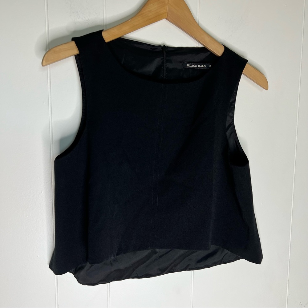 Black Halo Sanibel Crop Top Sz 6 Zipper back - Picture 2 of 6